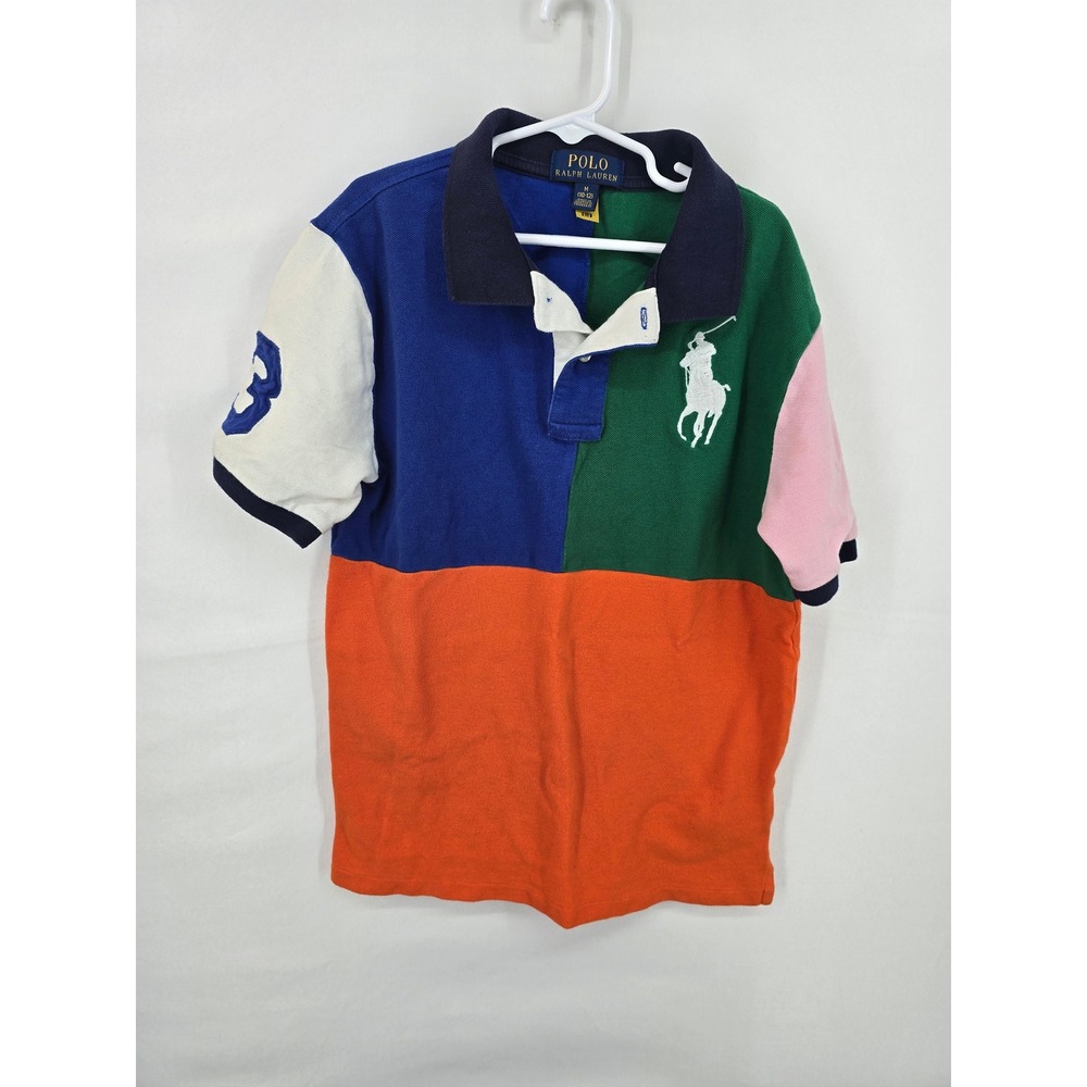Polo‎ Ralph Lauren Kids Colorblock Big Pony Polo Shirt Multi Color Size M 10-12